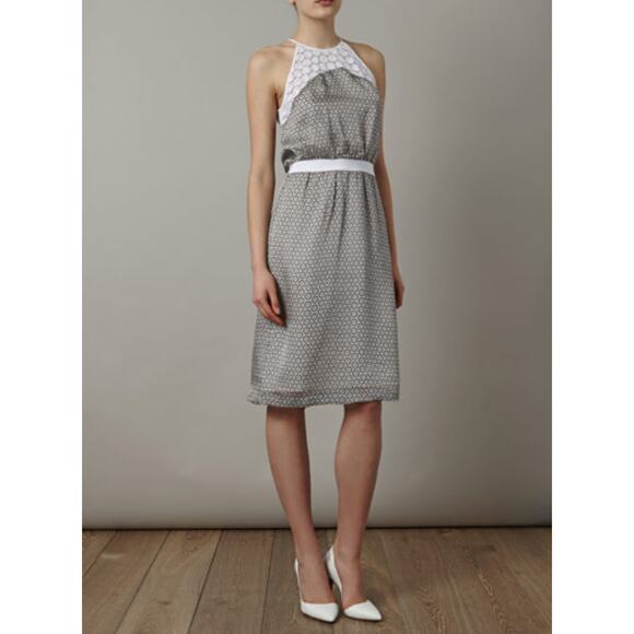 Raoul Caroline 100% Silk Lace Print Dress US 14 NWT Elegant Midi Cocktail - Picture 1 of 10